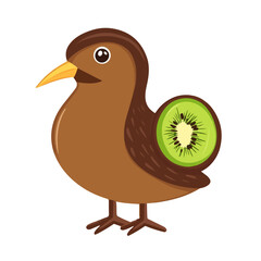 Simple flat 2D icon kiwi animals isolated on a white background, vector, flat design, animation design, vector, flat design, animation design, simple flat 2D icon, minimalist and modern design