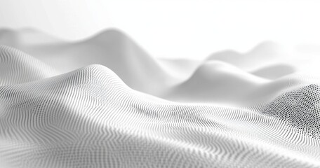 Abstract white wavy textured surface; digital landscape, background