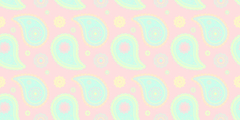 Pastel seamless on western seasonal. Boteh page to beauty eternity. Colors vector in style tranquility.