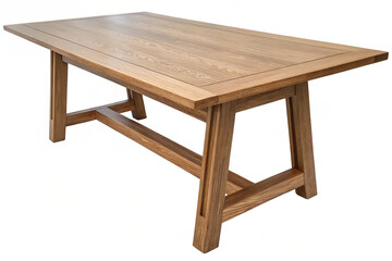 A photo of a wooden dining table with a minimalist design.
