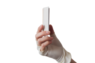 Human Hand Holding a Vertical Rectangular Card Isolated on Transparent Background PNG
