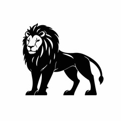 Obraz premium Simple flat 2D icon black lion isolated on transparent background, vector, flat design, animation design, vector, flat design, animation design, simple flat 2D icon, minimalist design, clipart