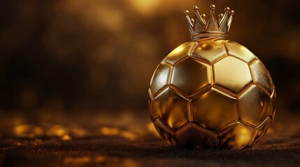 Fototapeta premium Golden football crown emblem championship trophy sports arena illustrative imagery luxurious setting close-up victory symbolism