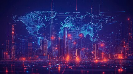 modern fuel gas power plant petroleum or petrochemical factory with global map wide for world energy production concept banner