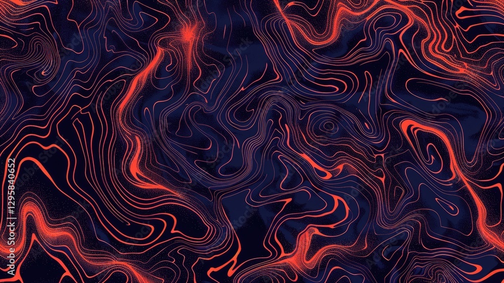 Poster explore a captivating dark abstract pattern featuring vibrant red lines that create a dynamic and fl