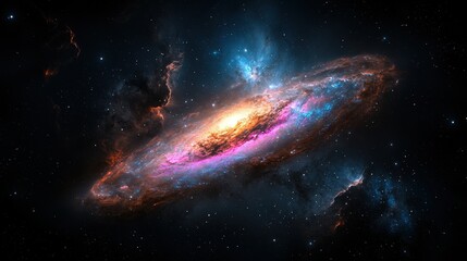 Obraz premium A swirling galaxy exhibiting stunning colors against a black background