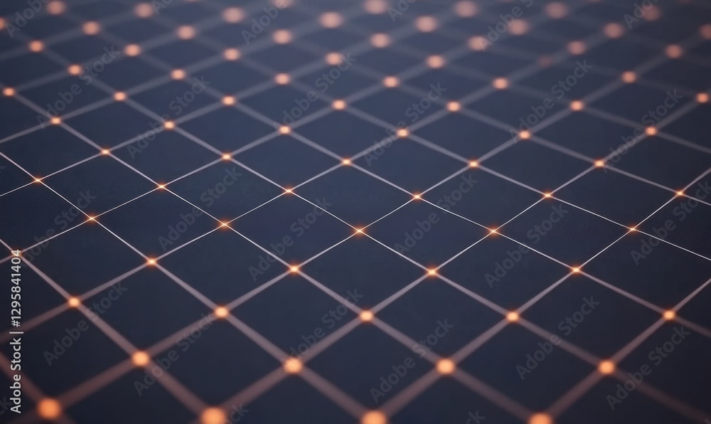 Poster glowing grid network on dark background for technology or design
