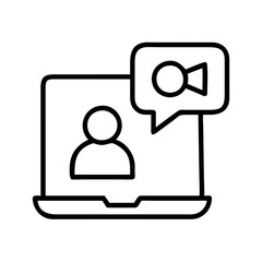 video call icon, video call line art - simple line art of video call, perfect for video call logos and icons