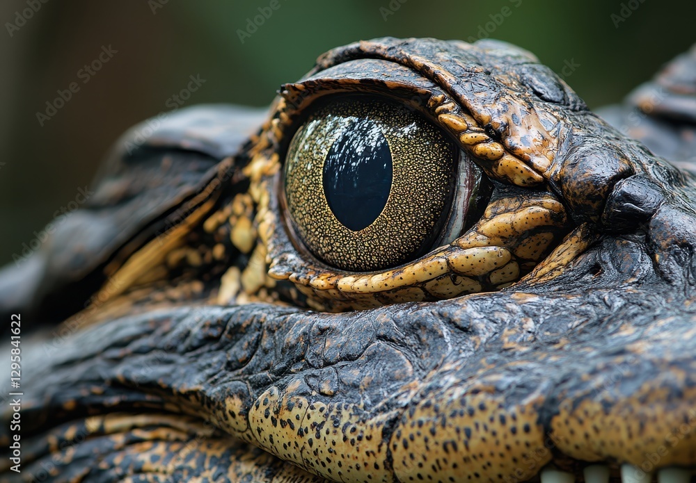 Aufkleber close-up of a crocodile eye capturing intricate details and unique textures of a reptile in its natu