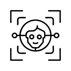 face recognition icon, face recognition line art - simple line art of face recognition, perfect for face recognition logos and icons