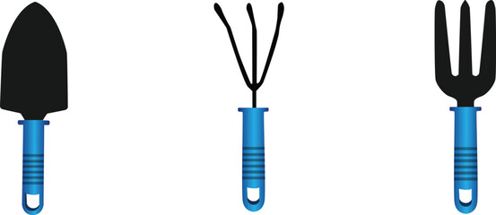 types of garden shovel silhouette icons,gardening equipment,symbol,vector illustration on white background.