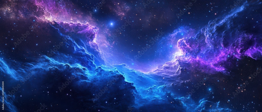 Poster ethereal cosmic nebula with vibrant colors and twinkling stars creating a celestial visual experienc