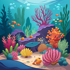 coral reef with fish and coral