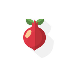 Simple flat 2D icon red pomegranate isolated on white background, vector, flat design, animation design, animation design, simple flat 2D icon, clipart