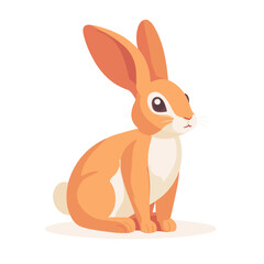 Simple flat 2D icon brown rabbit isolated on white background, vector, flat design, animation design, animation design, simple flat 2D icon, clipart
