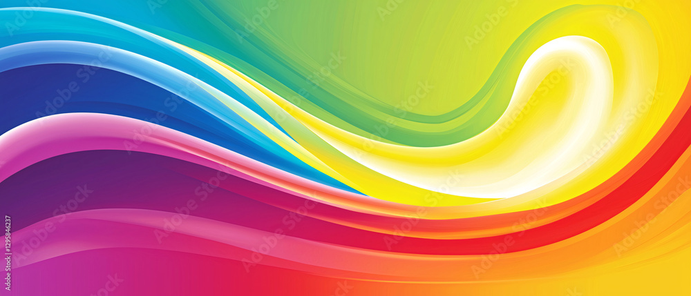 Poster a vibrant abstract swirl of colors, blending seamlessly from blue to yellow to pink, creating a dyna