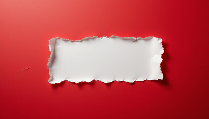 Fototapeta premium Red Torn Paper with Hole on White Background