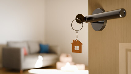 The concept of moving to a new home.3d rendering