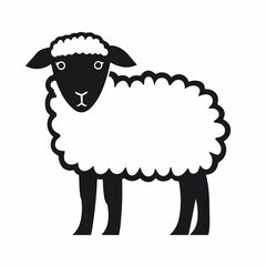 Simple flat 2D icon cute sheep isolated on transparent background, vector, flat design, animation design, vector, flat design, animation design, simple flat 2D icon, clipart