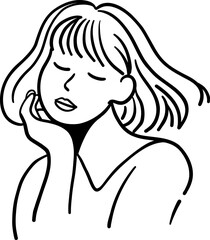 aesthetic woman expression in lineart illustration