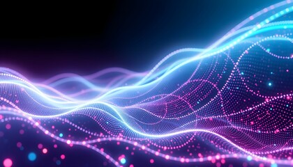 Abstract Waves of Glowing Particles: A Digital Symphony of Light and Color