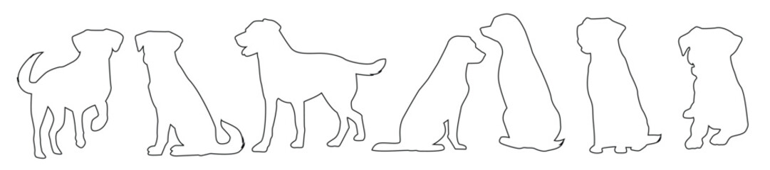 set of dogs silhouette isolated on white background