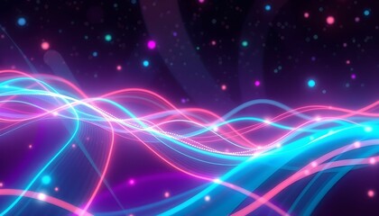 Fototapeta premium Abstract Flowing Neon Waves: Vibrant Pink and Blue Energy