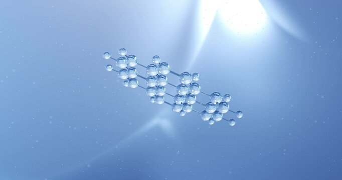 Coronene rotating molecular structure, 3d model of polycyclic aromatic hydrocarbon