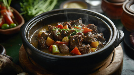 Indonesian Tongseng Goat Curry with Red Chilies and Cilantro