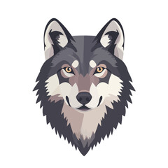 A Simple icon flat 2D icon wolf portrait isolated on a transparent background, vector, animation design, simple flat 2D icon, minimalist design and modern illustration