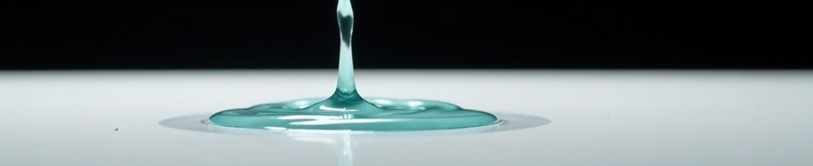 Miniature splash of fluid falling onto a pristine surface, white, surface, dark