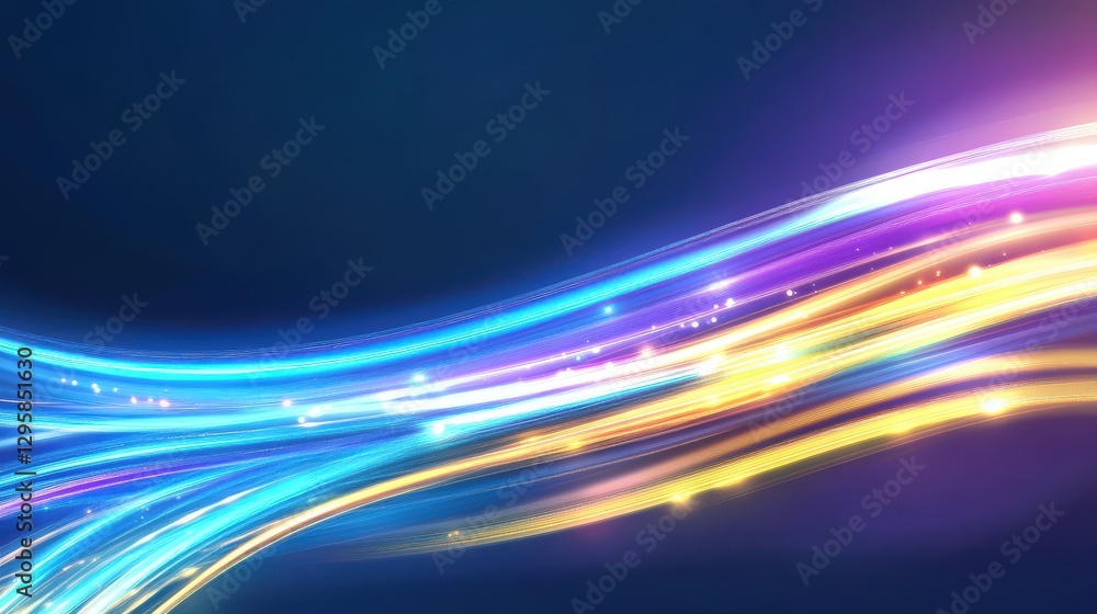 Poster abstract colorful light trails flowing dynamically