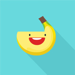 A Simple icon flat 2D icon cute banana isolated on a transparent background, vector, animation design, simple flat 2D icon, minimalist design and modern illustration