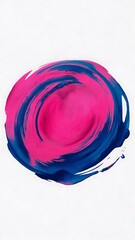 Pink and blue large watercolor texture spot on white paper isolated