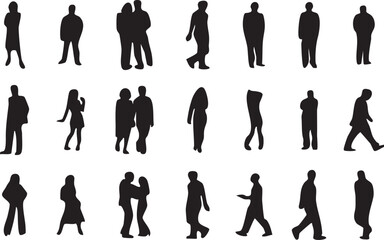 Vector silhouettes of children and adults