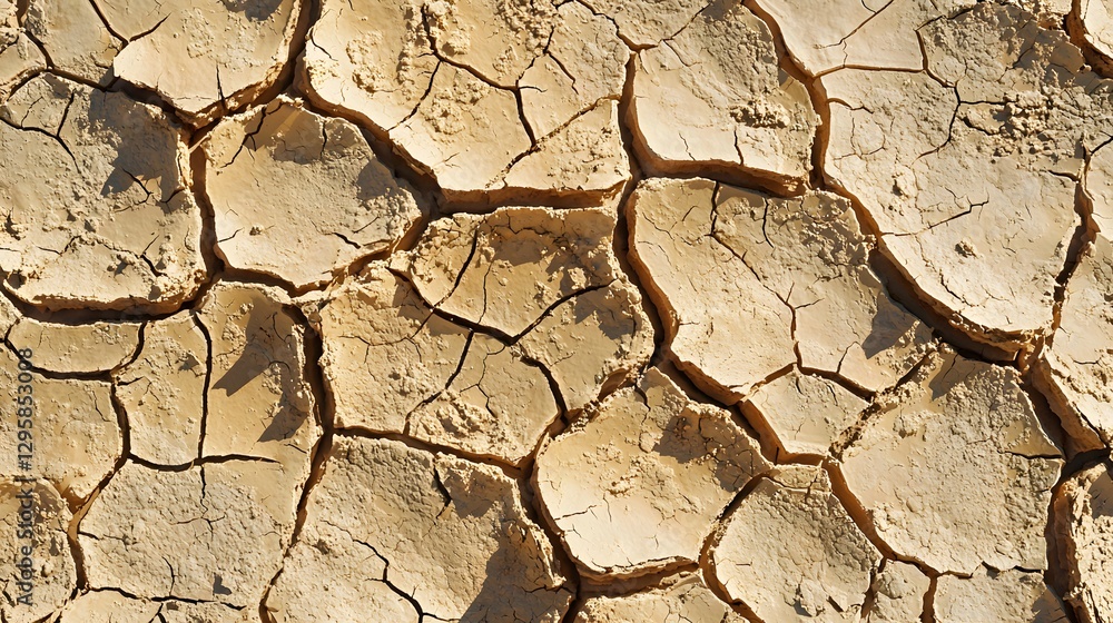 Poster a cracked surface revealing intriguing patterns and textures in a dry and weathered environment