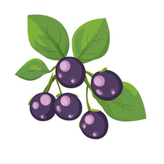 A Simple icon flat 2D icon huckleberry branch isolated on a transparent background, vector, flat design, animation design, simple flat 2D icon, minimalist design