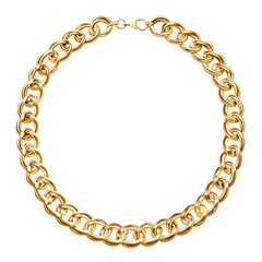 Gold Chain Necklace Circular Composition, Isolated on Transparent Background, 3D Render, Jewelry Design, Gold, Necklace, Chain