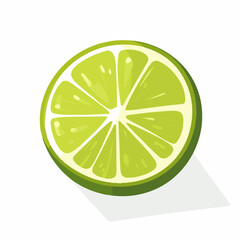 A Simple icon flat 2D icon sliced lime isolated on a blue background, vector, flat design, animation design, simple flat 2D icon, minimalist design