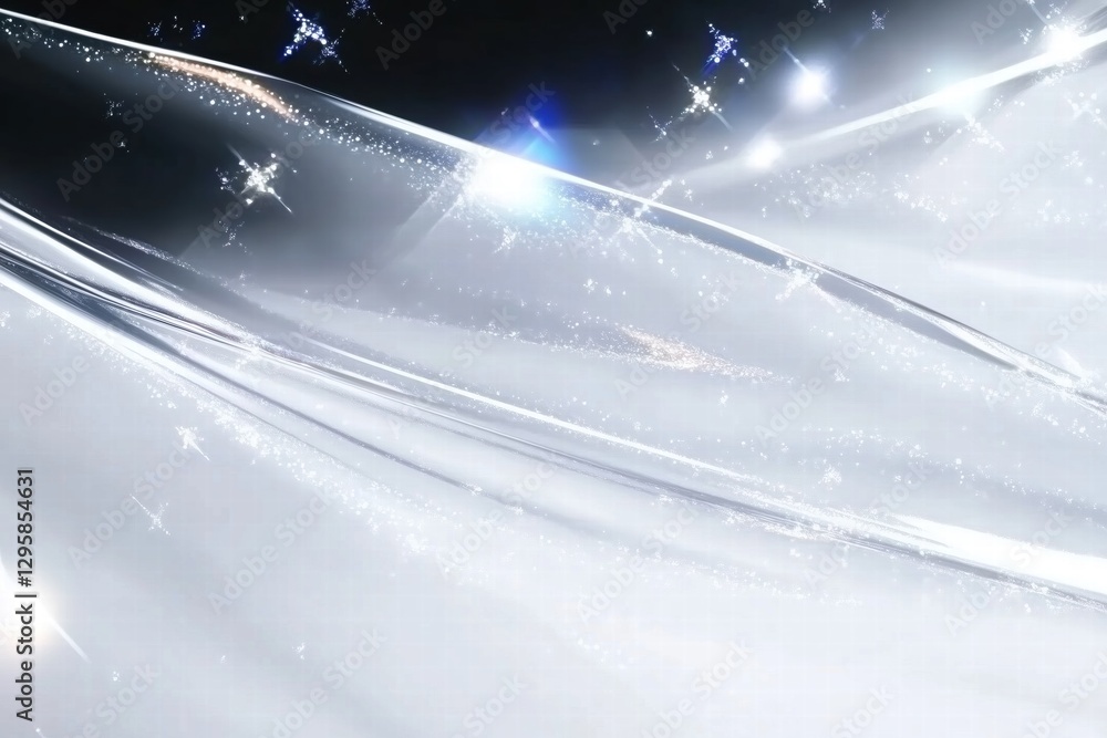 Poster a shimmering abstract background featuring soft waves of light and sparkling stars. the colors blend