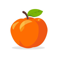 A Simple icon flat 2D icon persimmon isolated on a transparent background, vector, flat design, animation design, simple flat 2D icon, minimalist design