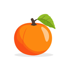 A Simple icon flat 2D icon persimmon isolated on a transparent background, vector, flat design, animation design, simple flat 2D icon, minimalist design