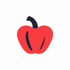 Simple flat 2D icon red bell pepper isolated on a transparent background, vector, flat design, animation design, vector, flat design, animation design, simple flat 2D icon, minimalist design