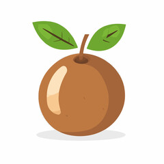 Simple flat 2D icon sapodilla isolated on a transparent background, vector, flat design, animation design, vector, flat design, animation design, simple flat 2D icon, minimalist design