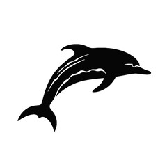 Fototapeta premium Dolphin - Vector black silhouette isolated