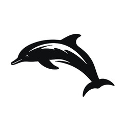 Naklejka premium Dolphin - Vector black silhouette isolated
