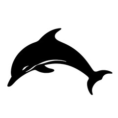 Fototapeta premium Dolphin - Vector black silhouette isolated