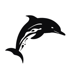 Fototapeta premium Dolphin - Vector black silhouette isolated