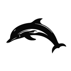 Fototapeta premium Dolphin - Vector black silhouette isolated