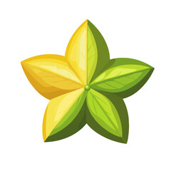 Simple flat 2D icon starfruit isolated on a transparent background, vector, flat design, animation design, vector, flat design, animation design, simple flat 2D icon, minimalist design